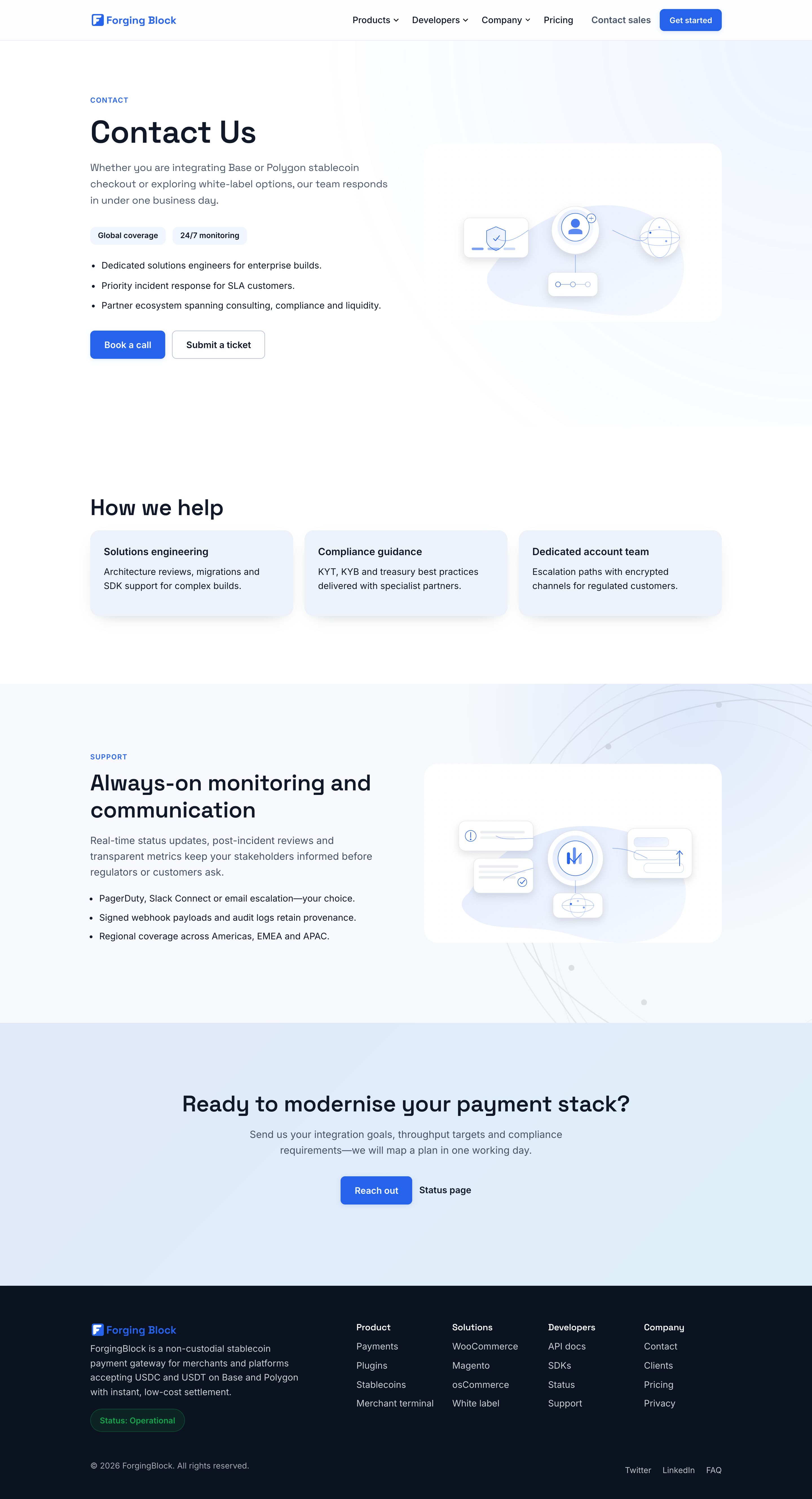 Redesigned contact page