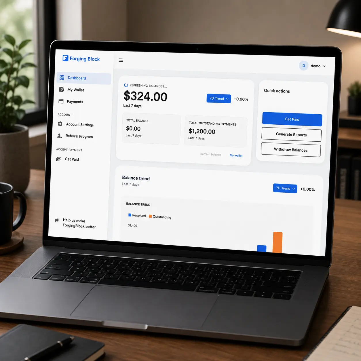 ForgingBlock Dashboard preview